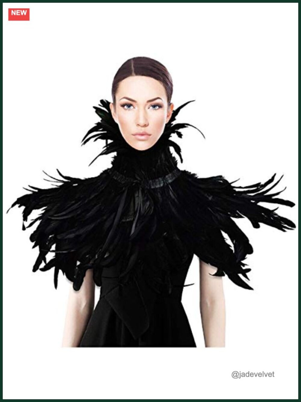 Black Witch Feather Collar Crow Shawl Cape Costume Accessory